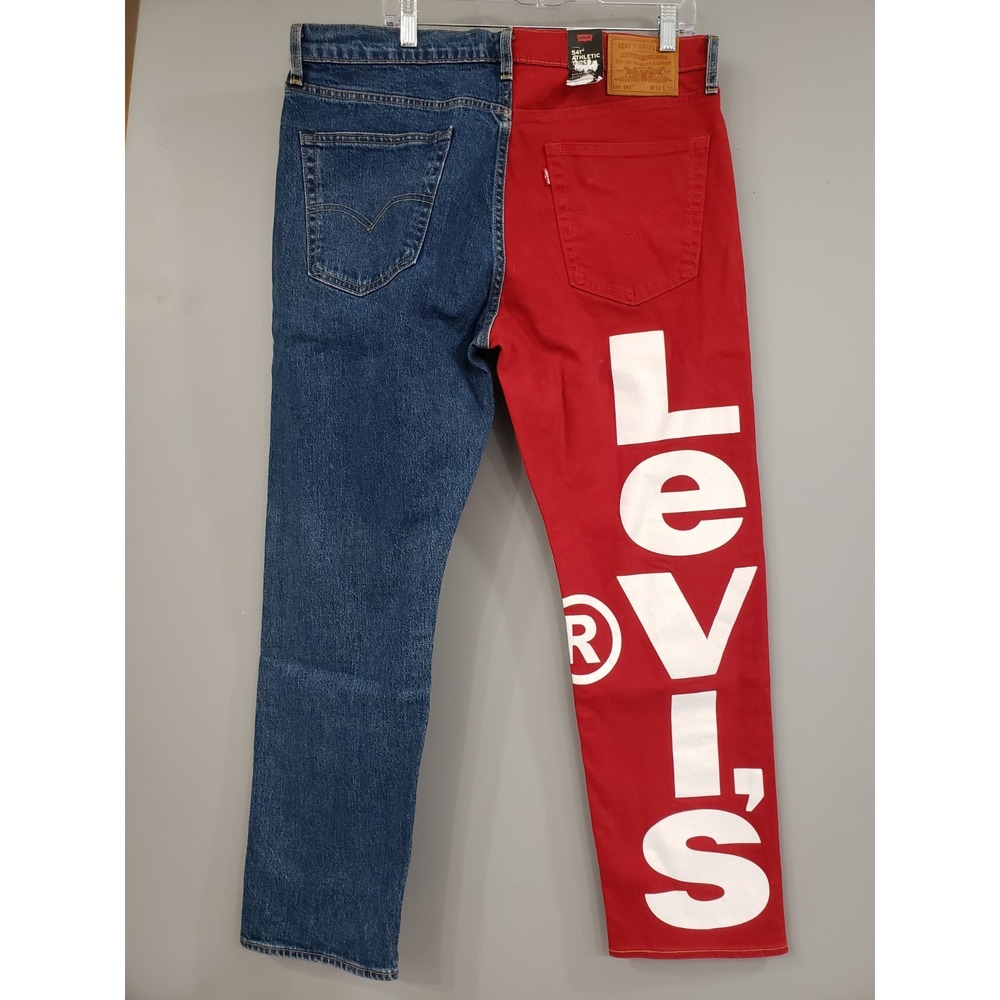 NEW 36x30 Levi's 541 Colorblock Red blue Spellout Levis On Back Leg Jeans Mens
